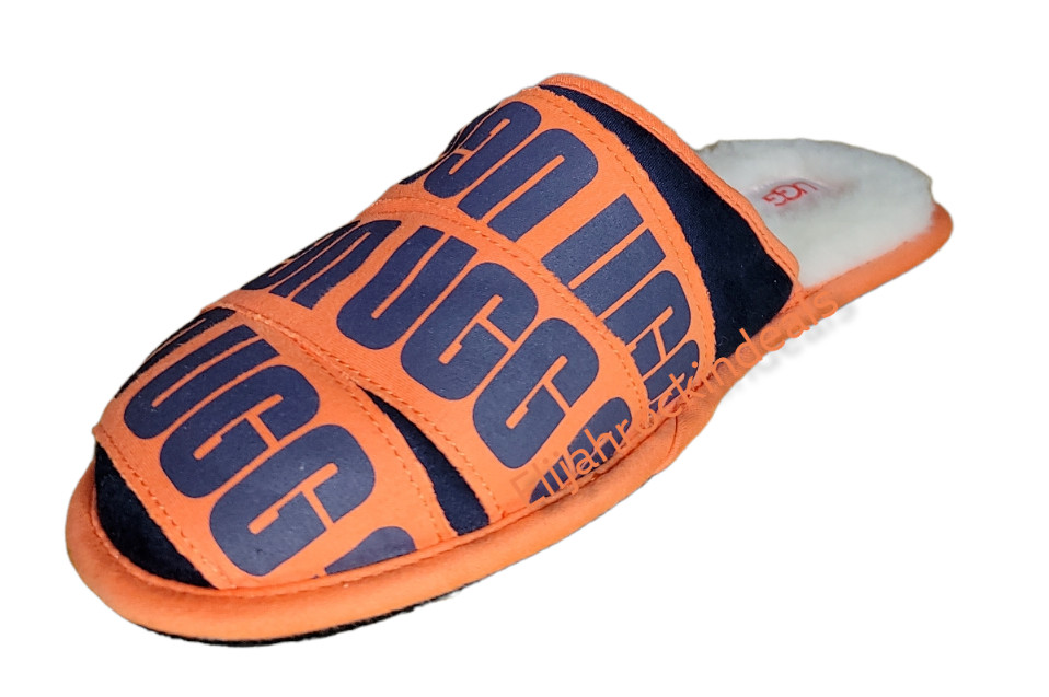 NEW MENS UGG SCUFF GRAPHIC NAVY ORANGE BAND SLIPPERS US SIZE 10, 12 image 3