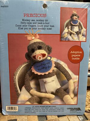 LEISURE ARTS 21'' Red Heel Sock Monkey Kit ''Precious  GIRL NEW