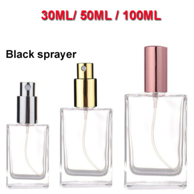 15ml-100ml Refillable Perfume Atomizer Empty Flat Glass Spray