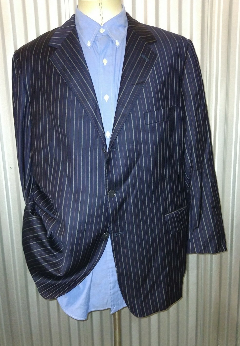 FILA Giacca blazer 46R arancione righe canottaggio club testurizzato LANA CASHMERE blu arancione