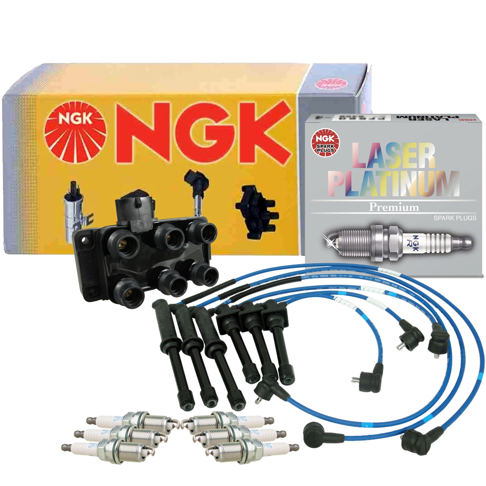 NGK DIS Ignition Coil Wires 6 Laser Platinum Spark Plugs Kit For Mazda 626 V6