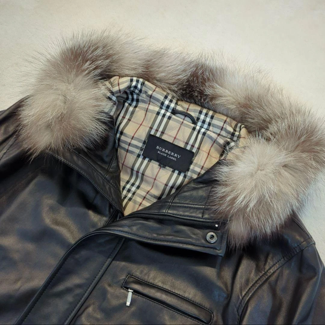 Giacca di pelle Burberry Black Label cappuccio pelle di agnello taglia US M autentica