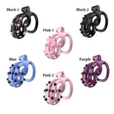 Male Resin Chastity Cage Device Cb Lock with Detachable Soft Spikes with 4 Rings