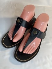Charles and Keith Black Leather Sandals Size 39 Buckle 8.5