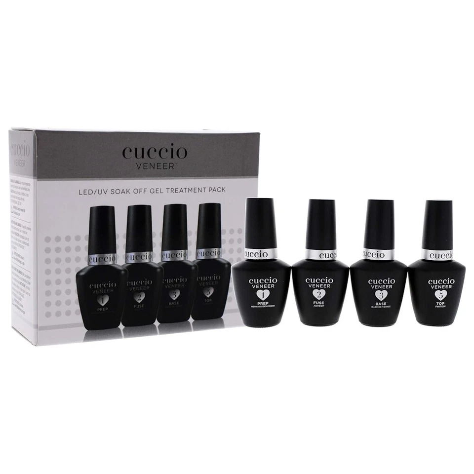 Cuccio Veneer LED/UV Soak Off Gel Treatment Pack (Prep, Fuse, Top, Base)