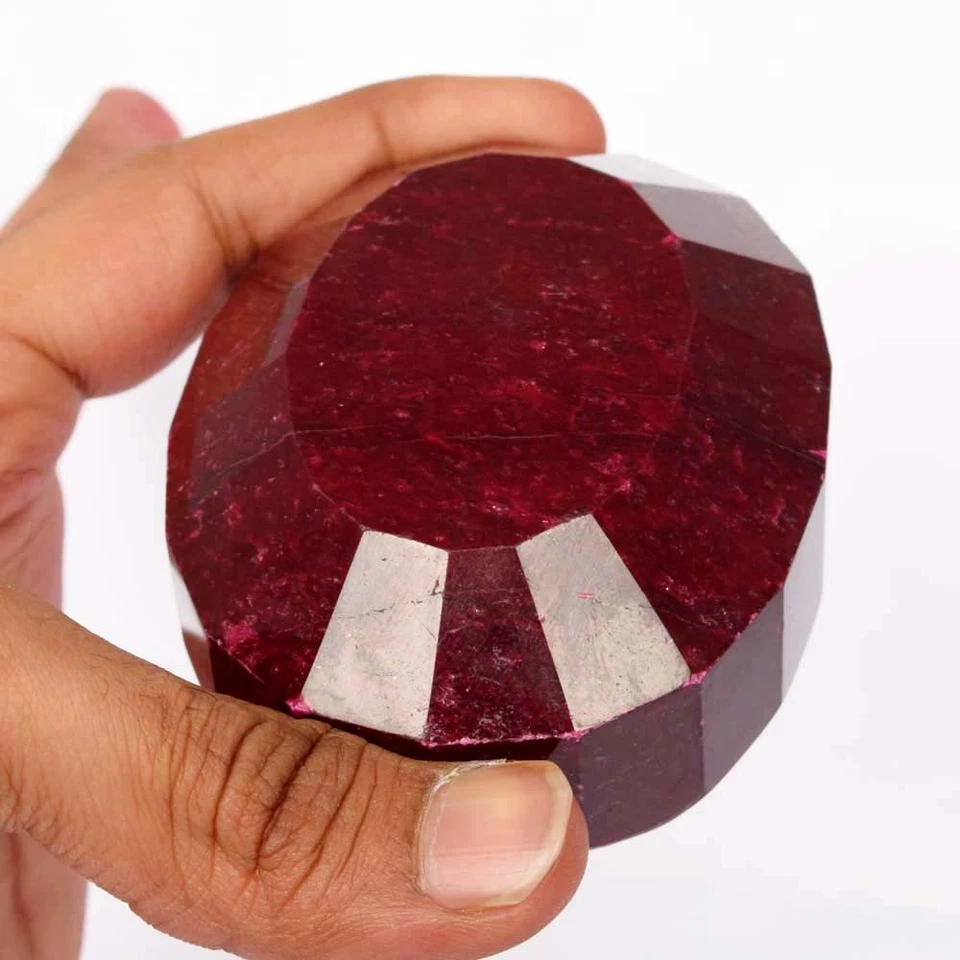 EGL CERTIFIED 1200 CT Genuine Huge Red Ruby Oval Faceted Cut Loose Gemstone - Image 4 of 4