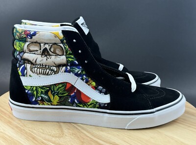 VANS Fruit Skull Sk8-Hi Sneakers Black/White Mens 11 Shoes  display picture 1