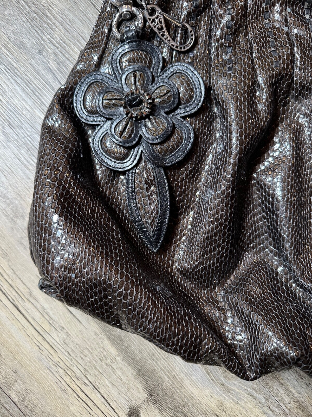 Brighton Breelan Python Embossed Leather Hobo Han… - image 2