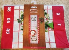 NWT Farmhouse Christmas Table Runner Calendar St. Nicholas Square 36 Inches 715