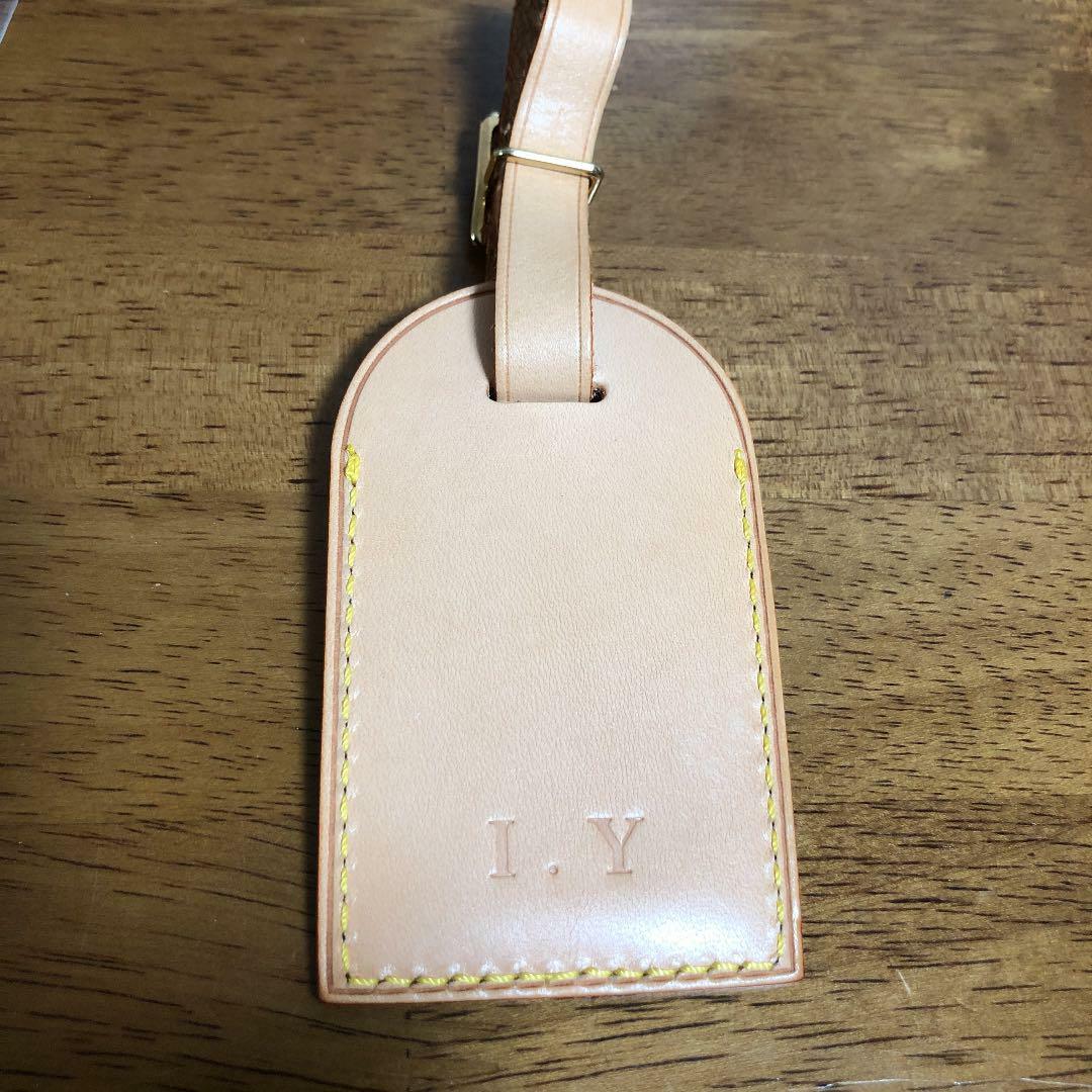 AUTH LOUIS VUITTON Leather Name Tag w/I.Y Initials Large USED From