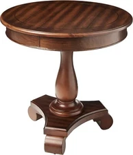 Roundhill  Round Wood Pedestal Side Table, 26"D x 26"W x 26.5"H, Espresso