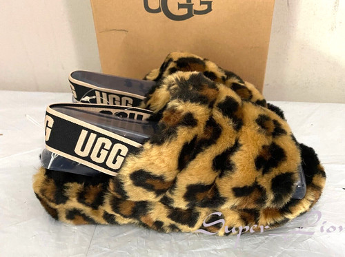 NEW AUTHENTIC UGG Women's Fluff Yeah Slide Sandals Spotty 1130883 - SIZE 6