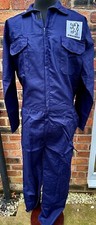 Retro Peugeot Badged Zip Front Navy Boiler Suit Polycotton Overalls XL 46-48"