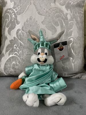 Vintage Looney Tunes Bugs Bunny Freiheitsstatue Sitzsack 9 Zoll Stofftier Plüsch Neu