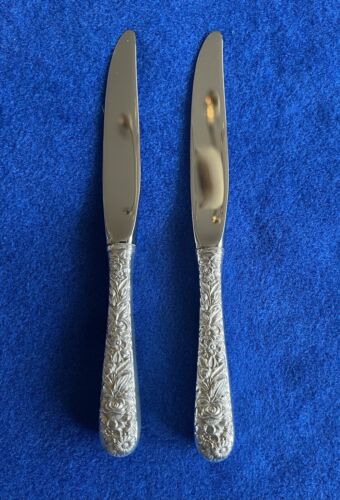 Kirk & Son Repousse Sterling Silver Hollow 2 Pc.Butter Spreader - 6 1/4"-No Mono - Picture 1 of 7