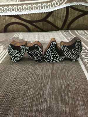 Funny Chickens stamp Indian wooden Mehandi Printing Block Art & Craft Item