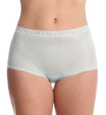 Lorraine 100 Nylon Full-Cut Lace Trim Blue Cloud Brief Plus Size 11/4XL