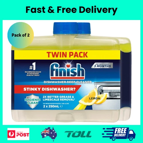 Finish Dishwasher Cleaner, Lemon Sparkle, Twin Pack 2x250ml, NEW AU - Picture 1 of 4