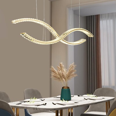 Kristall moderner LED Kronleuchter 47 Zoll dimmbar LED Pendelleuchte UVP 199,99 £
