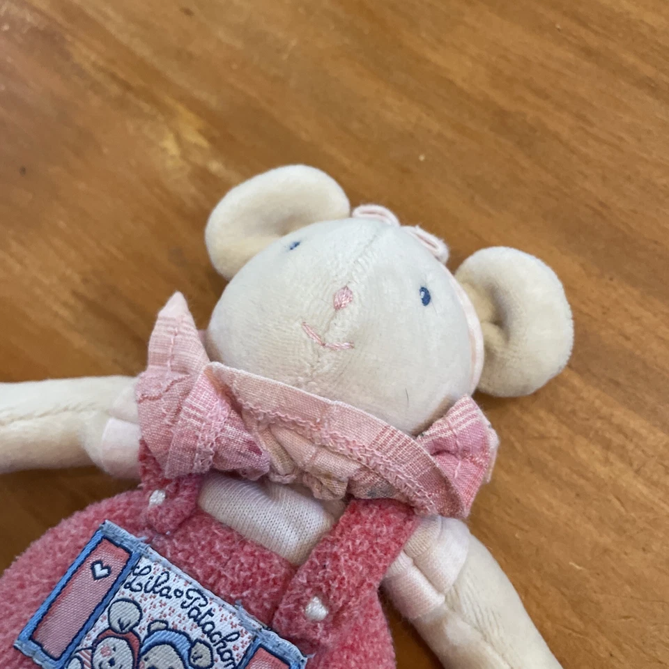 Doudou Souris Rose MOULIN ROTY Lila Et Patachon Hochet 17 Cm Peluche - Photo 2/4