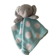 Blue Polka Dot Gray Elephant Plush Baby Security Blanket Lovey