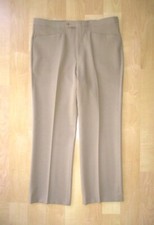 Vtg 60s 70s Sansabelt Khaki Brown Poly Knit Wide Leg No Belt Golf Pimp Pants 36