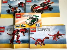 5763, 6910, 6914 Assorted LEGO Creator Instruction Manuals ONLY - Dinosaur Car