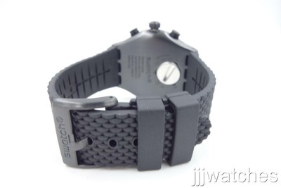 Swatch Darkbark Watch YVB406 Analogue Chronograph Silicone Black 