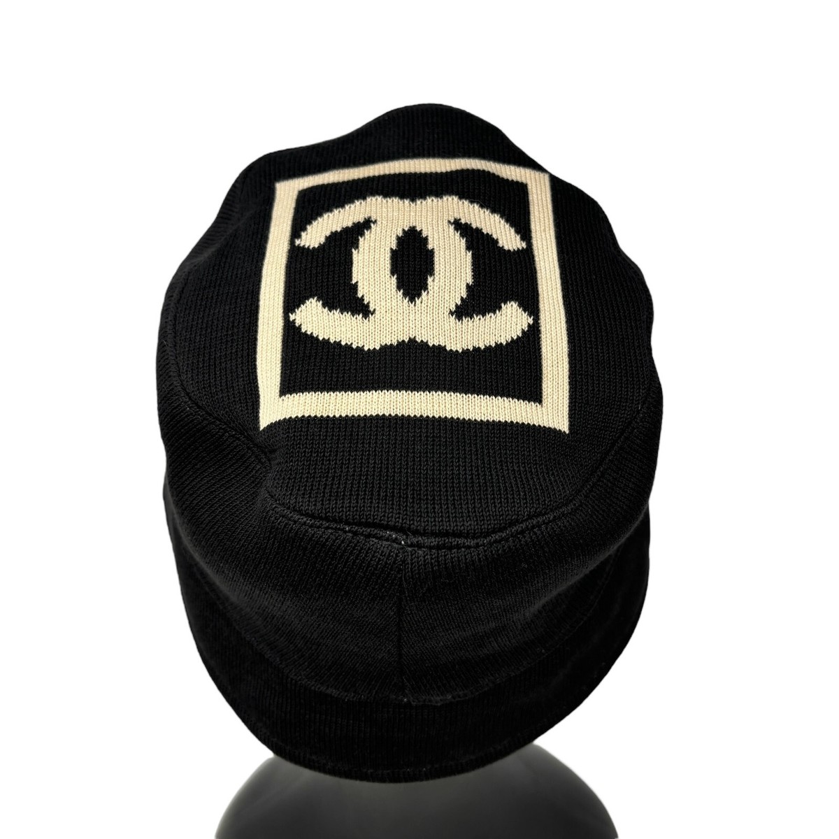 CHANEL Sport Vintage Big CC Logo Bucket Hat #M Accessory Black