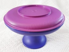 Vintage Tupperware Serve It All 3 Piece Pedestal Pie / Cake Stand, Pink  Purple