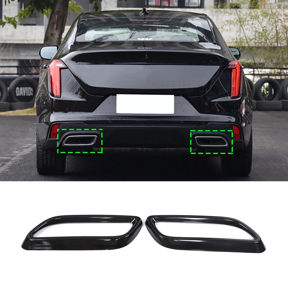 Black S.Steel Rear Exhaust Muffler Tip End Pipe For Cadillac CT4 CT5 2020-23 US - Imagem 2 de 4