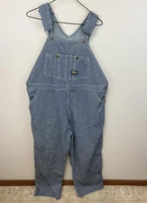 Oshkosh B'Gosh 44 x 29 Railroad Stripe Vestbak Overalls Green Stitching USA Made