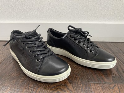 NEW Ecco Womens Soft 7 Sneakers Black Perforated Leather Comfort EU 36 US 5.5