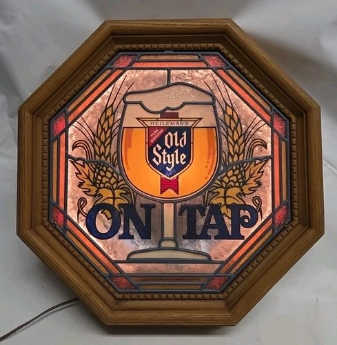 Vintage Heileman's Old Style Beer Lighted "ON TAP" Bar Sign from 1980