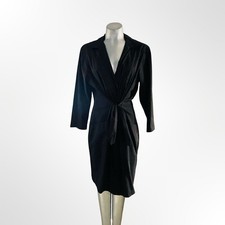 Tahari Black Front Twist V-Neck Midi Dress Size US 12