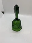 Vintage FENTON Emerald Green Diamond Point & Scrolls Bell 6 inch