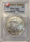 2005 AMERICAN SILVER EAGLE $1 FIRST STRIKE PCGS MS 69
