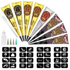 8PCS Tattoo Cones Temporary Tattoo Kit, 4 Colors 3 Brown,2 Maroon,2 Black,1Re...