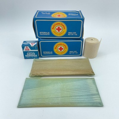 Vintage JOHNSON & JOHNSON Red Cross Cotton Gauze Bandage First Aid Lot USA