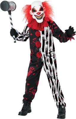 Maniac Clown Circus Carnival Killer Scary Fancy Dress Up Halloween Child Costume
