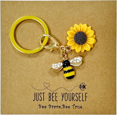 Keychain Sunflower Bee Bag Charms Purse,Key Chains-Car Keyrings Womens Cute,Ieat