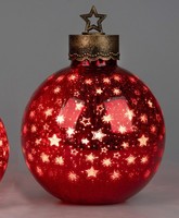 LED Deko Kugel Sterne Rot H. 35Cm Mit Craquele-Optik Aus Glas Formano W25