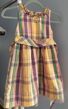 Chaps Girl's Dress Size 6X Plaid Fancy Spring Dress No Sleeves