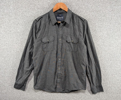 American Rag Cie Herren Grau Western Designer Freizeit Baumwolle Druckknopf Hemd M