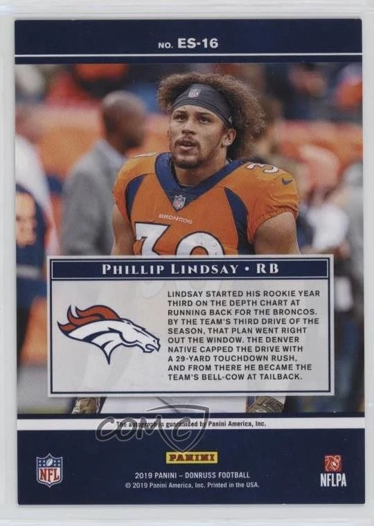 2019 Panini Donruss Elite Series Auto /25 Phillip Lindsay #ES-16 Auto - Image 2 of 2