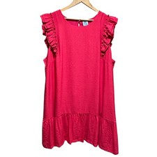CeCe Ruffle Sleeve Dress Women 24W Pink Tiered Hem Preppy Party Spring