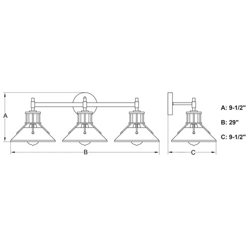 Vaxcel Lighting W0414 Canton 3 Light 29"W Vanity Light - Black / Matte White - Picture 8 of 10