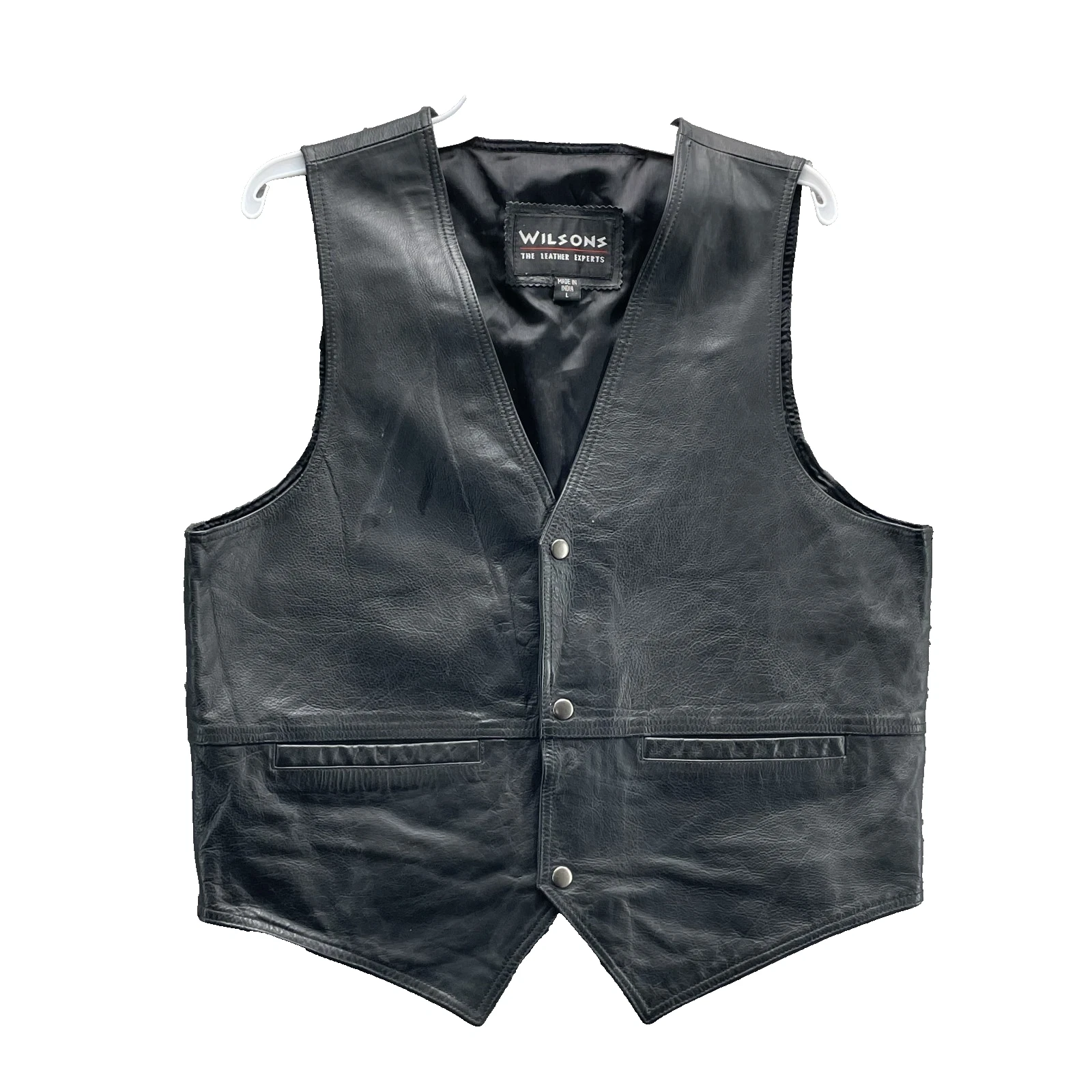 Wilsons 100% Leather Vest Men's Large Motorcycle Biker Western Cowboy Riding 90s