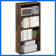Elegant 4-Tier Open Shelf Bookcase in Amber Pine - Versatile Storage Solution