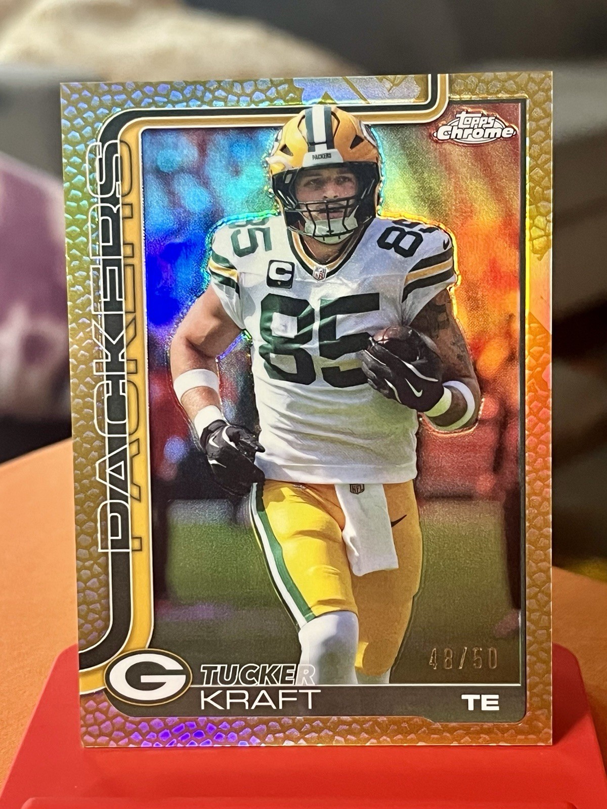 2025 Topps Chrome Football Tucker Kraft Gold Pigskin Refractor /50 SP
